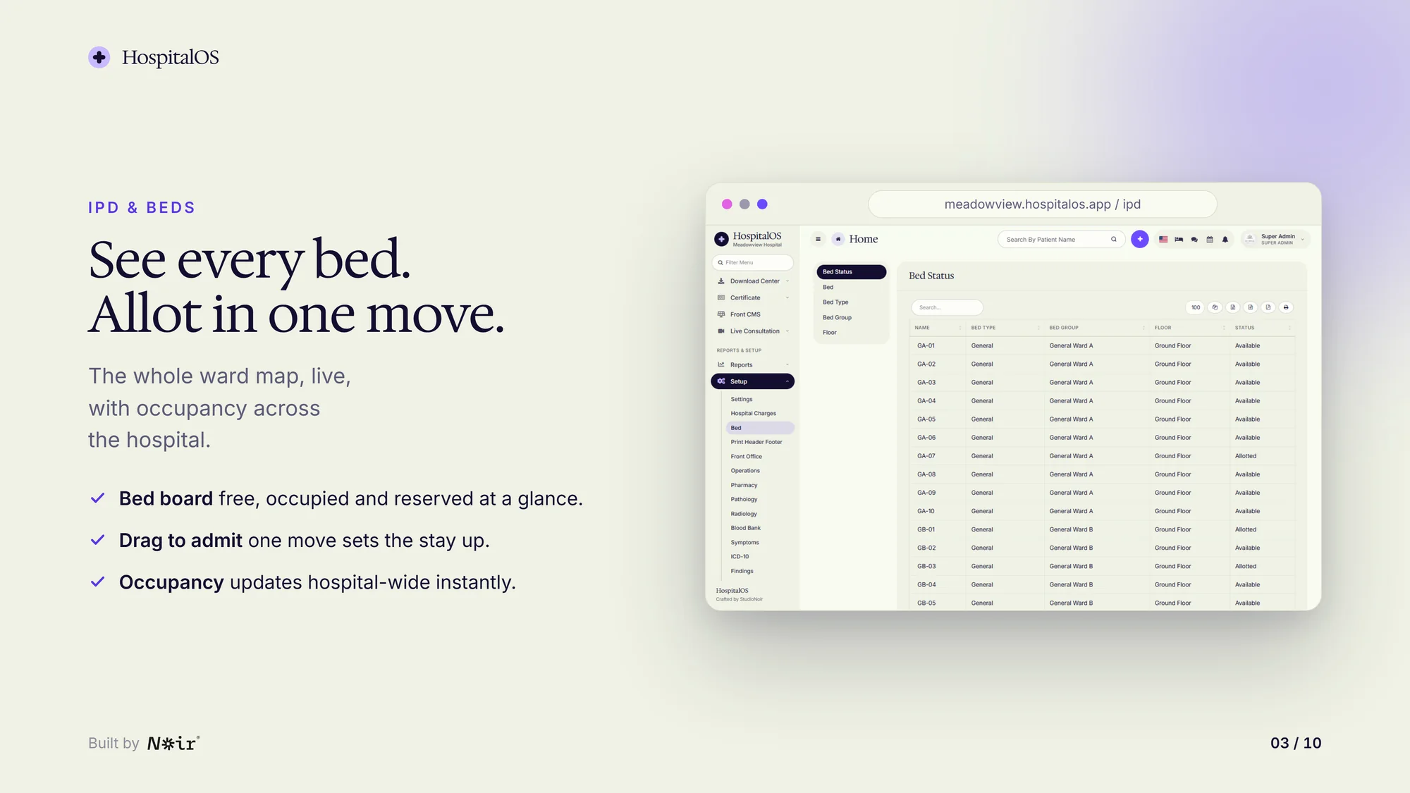 HospitalOS: IPD & beds, with demo data